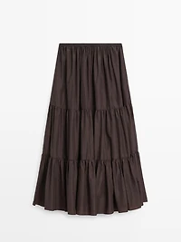 Long skirt with gathered detail