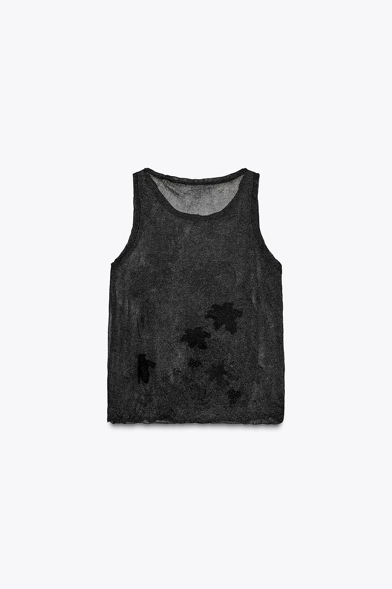 TOP SEMI-TRANSPARENT EN MAILLE TEXTURÉE