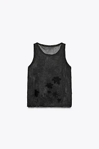 TOP SEMI-TRANSPARENT EN MAILLE TEXTURÉE