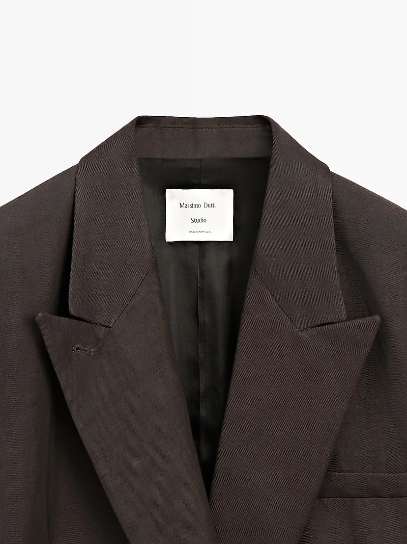 Double-breasted linen blend blazer - STUDIO