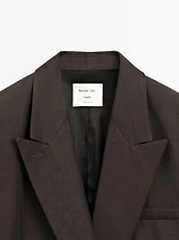 Double-breasted linen blend blazer - STUDIO