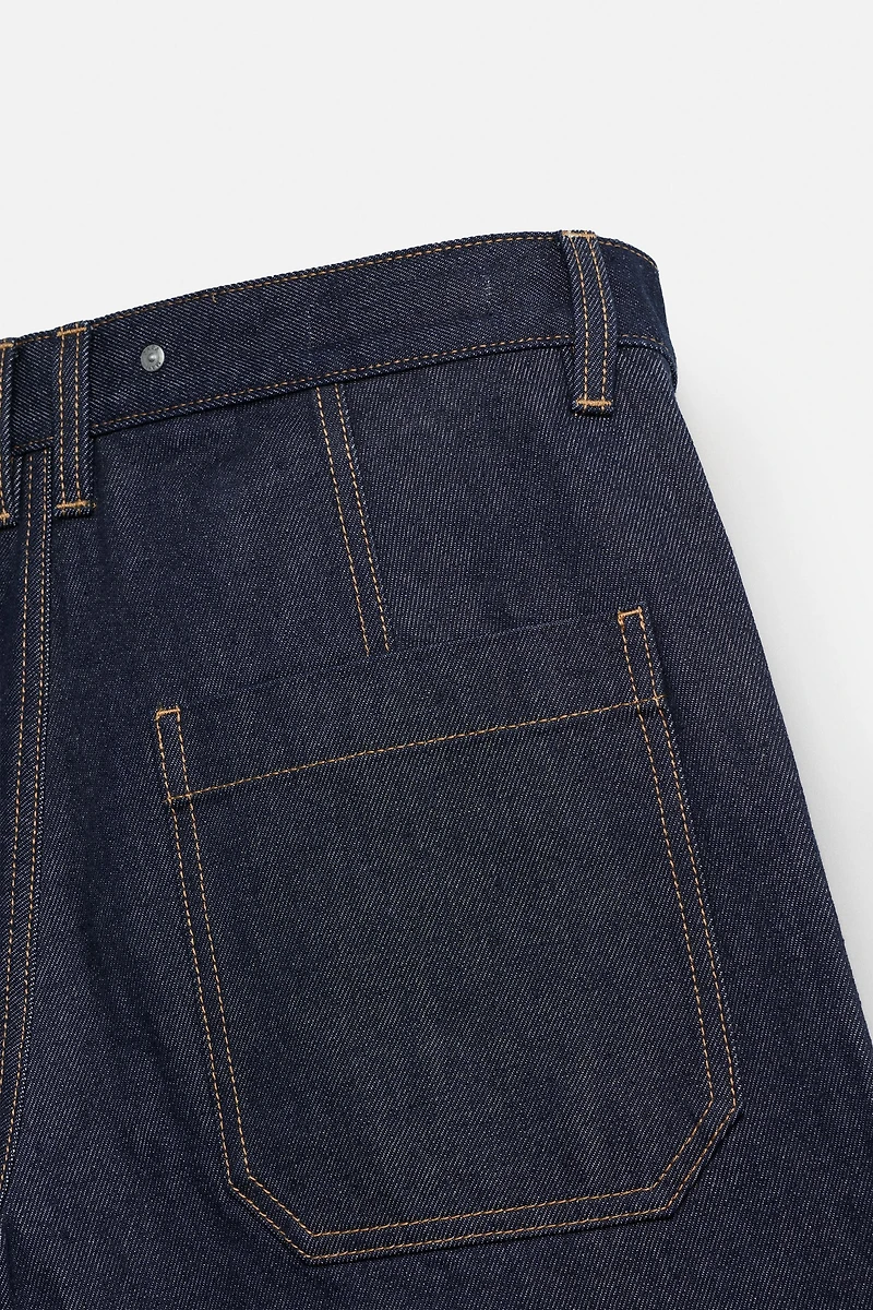 BERMUDA DENIM COUPE AMPLE SURPIQÛRES