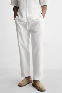 RELAXED FIT COTTON LINEN PANTS