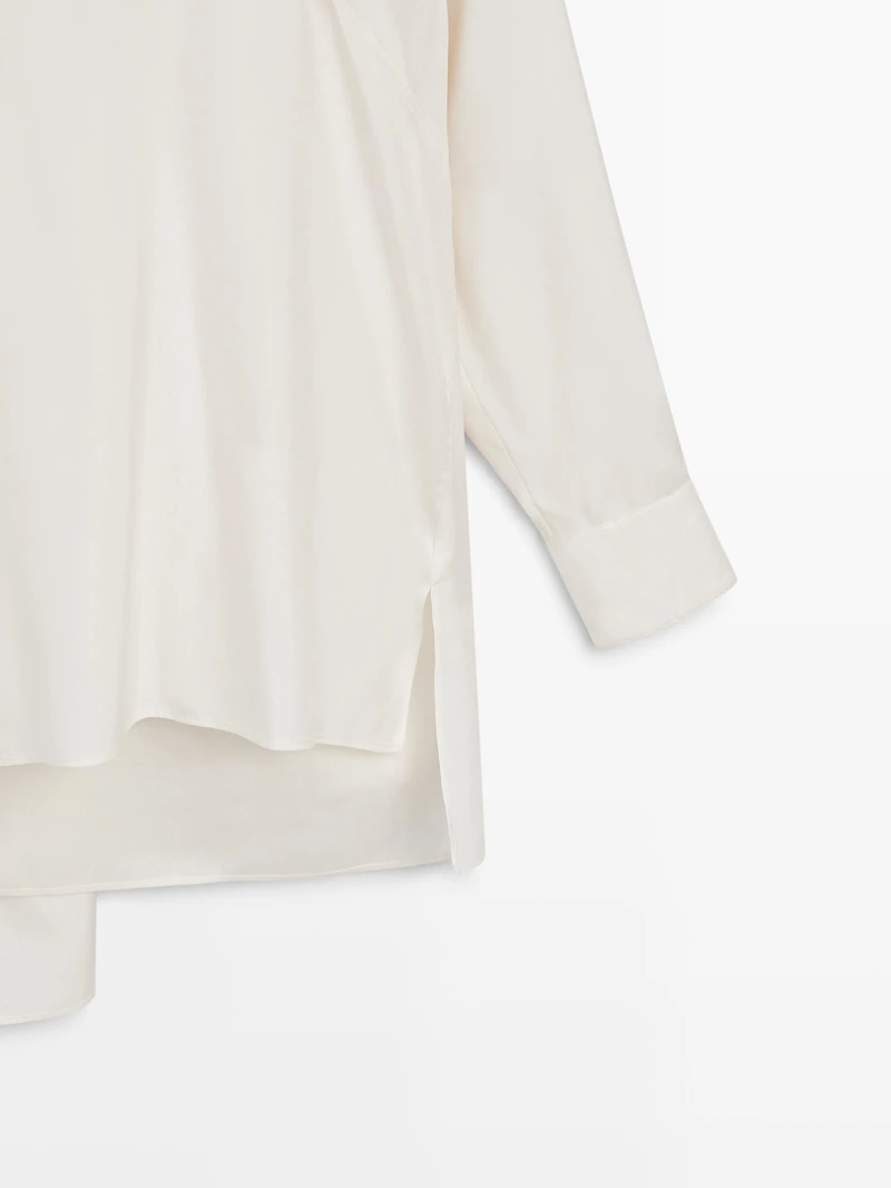 Silk blend blouse with tie detail - LIMITED