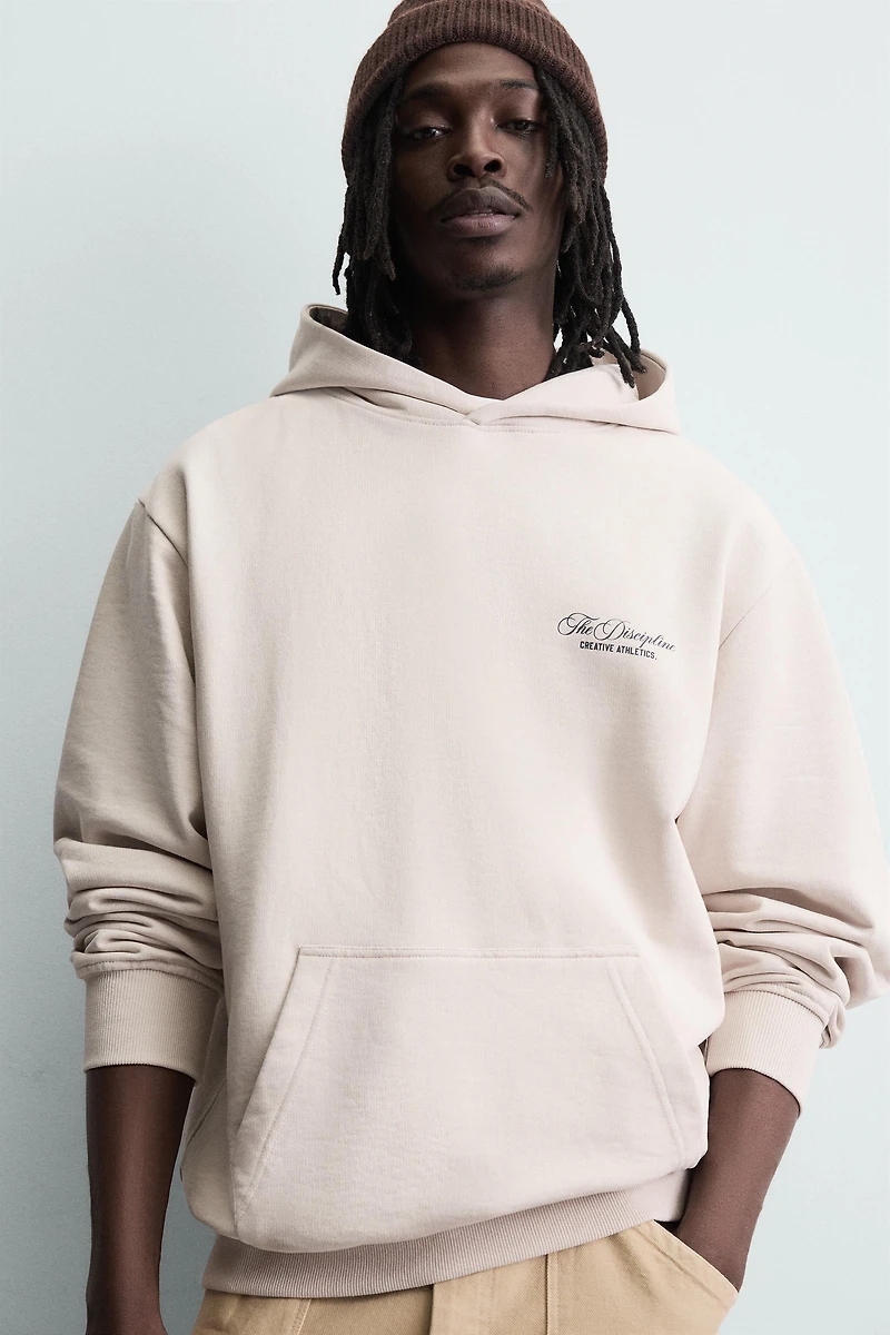 TEXT PRINTED HOODIE SWEATSHIRT