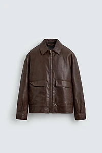FAUX LEATHER OVERSHIRT