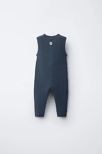 SQUIRREL LABEL KNIT LONG OVERALLS