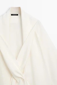 Flowing linen-blend shirt with tie detail