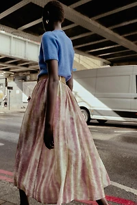 PRINTED MIDI SKIRT WITH BELT