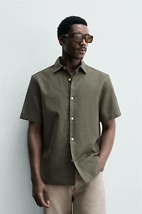 REGULAR FIT LINEN-COTTON SHIRT
