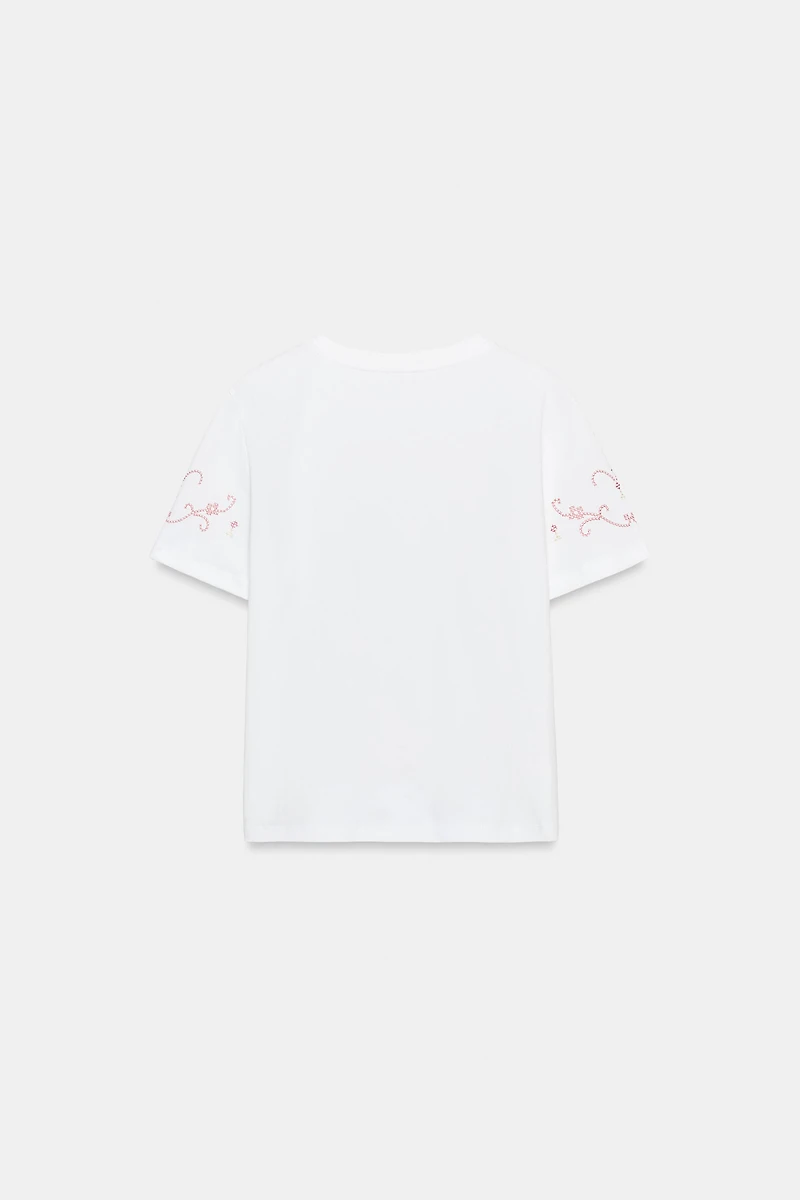CONTRAST EMBROIDERED T-SHIRT