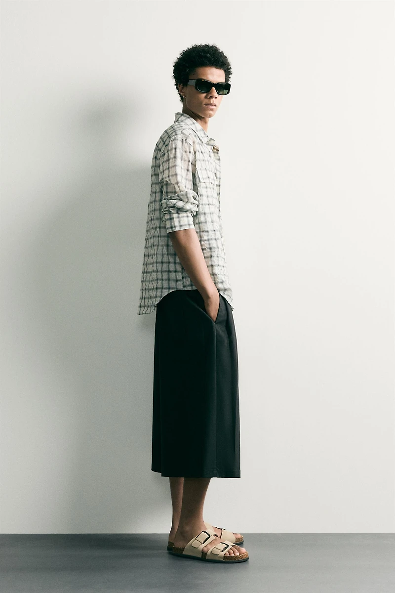 TEXTURED PLAID RELAXED FIT SHIRT