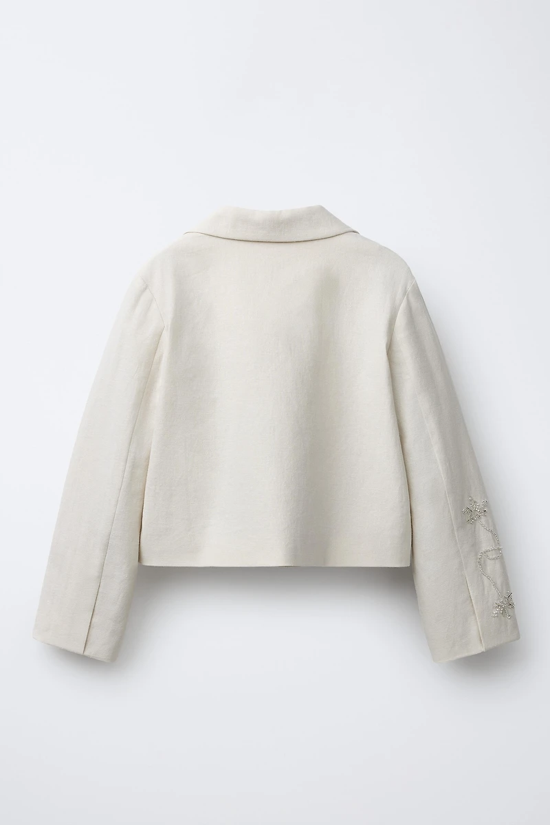BEADED LINEN BLAZER