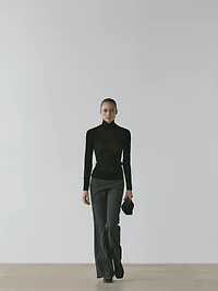 Semi-sheer long sleeve T-shirt