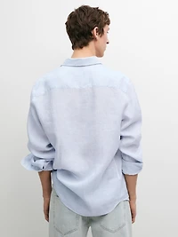 Chemise regular fit à rayures 100 % lin