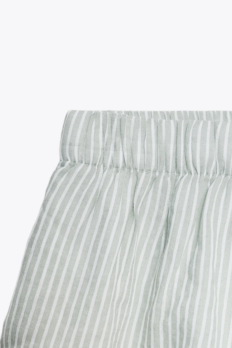 STRIPED GAUZE PAJAMA SHORTS