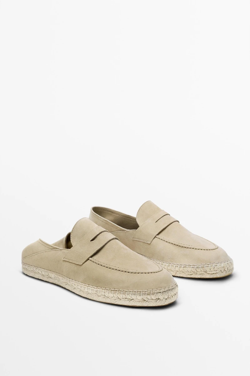 Suede penny strap espadrilles