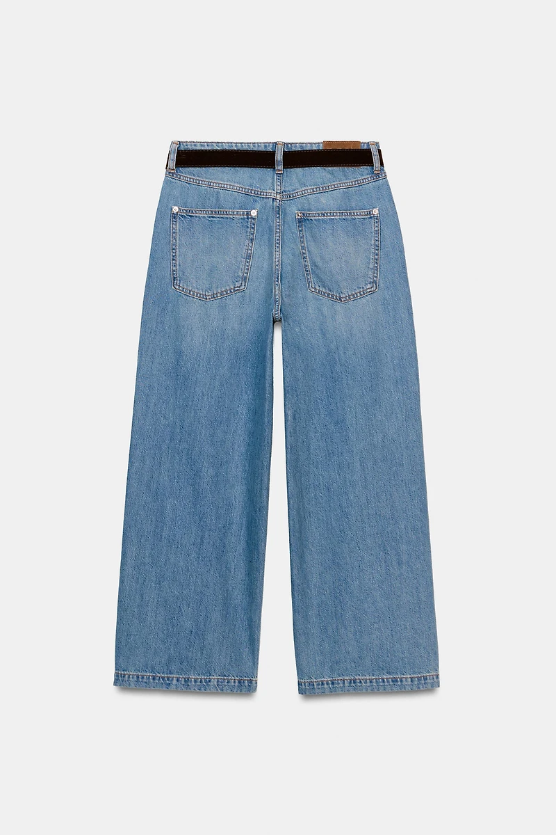 Z.08 WIDE LEG CROPPED BELTED JEANS