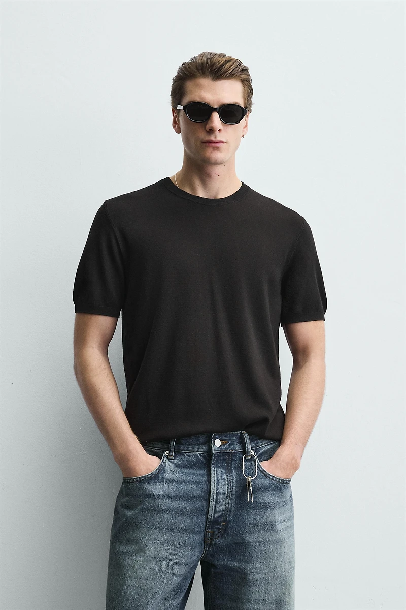 VISCOSE BLEND KNIT T-SHIRT