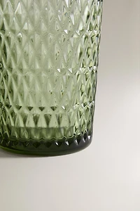 RAISED DESIGN GLASS TUMBLER