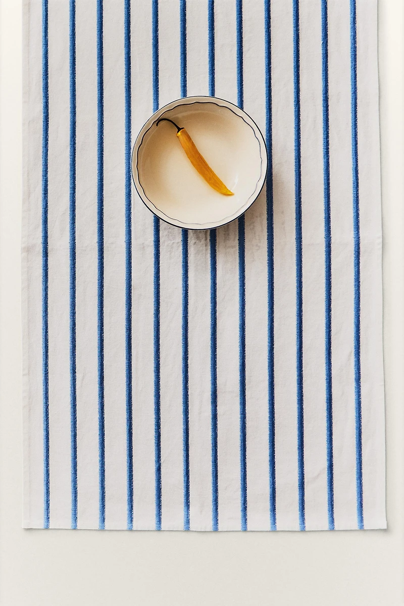 EMBROIDERED STRIPE TABLE RUNNER