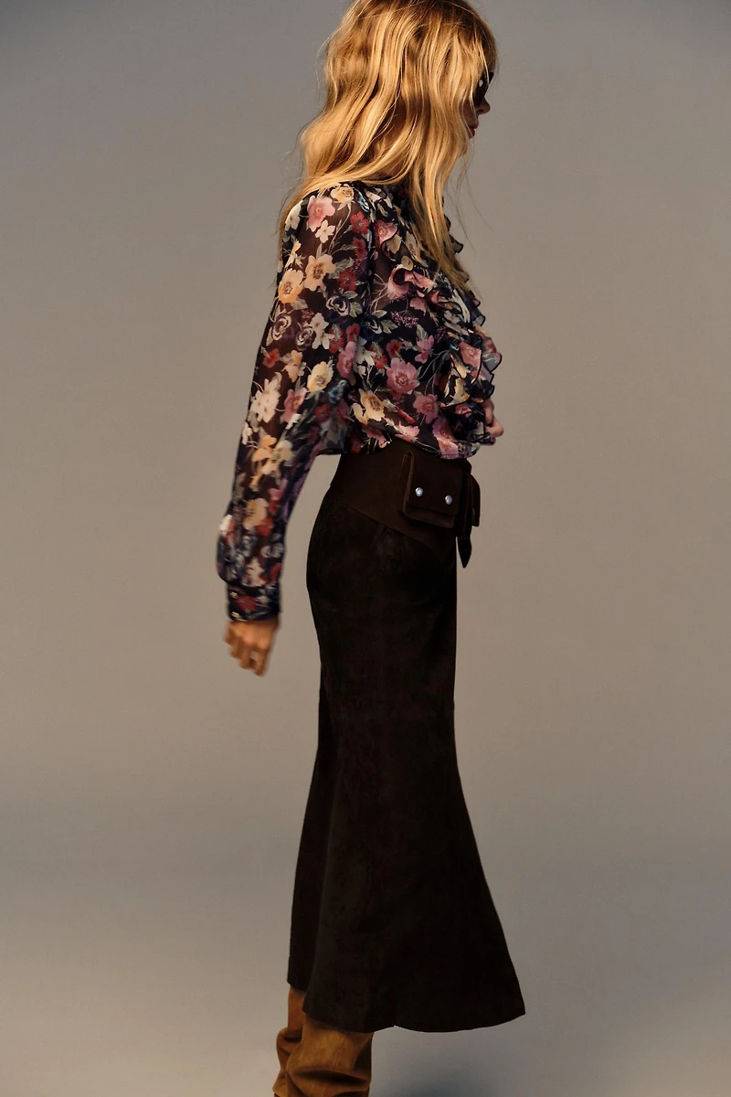 FLORAL PRINT RUFFLED BLOUSE