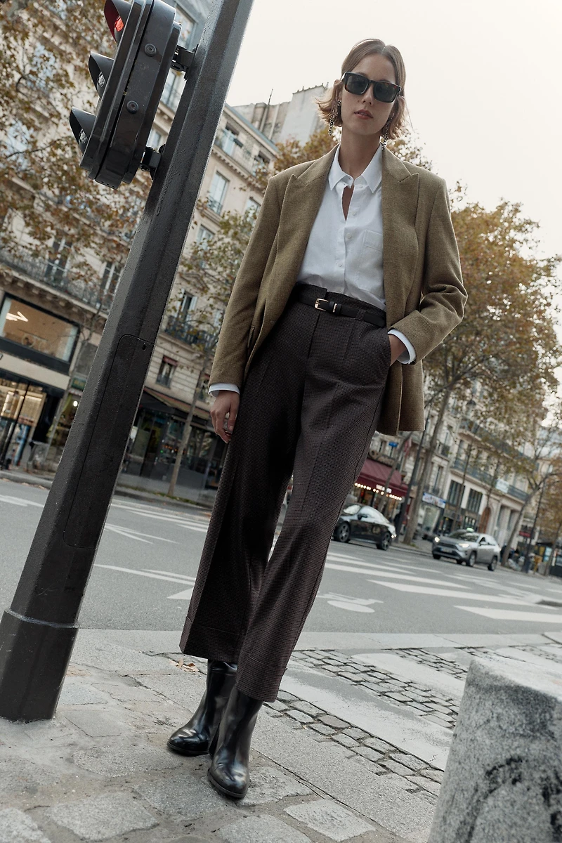 HOUNDSTOOTH BELTED PANTS