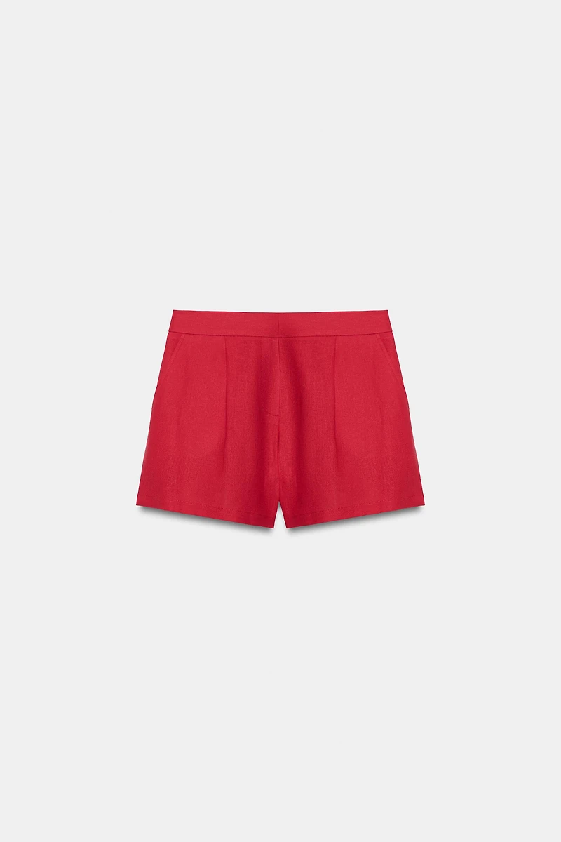 LINEN PLEATED SHORTS