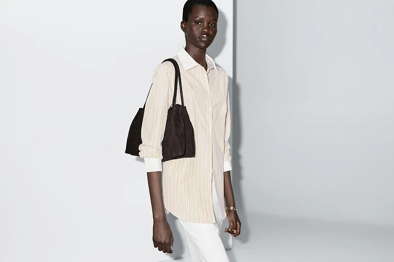 Striped shirt with contrast detail