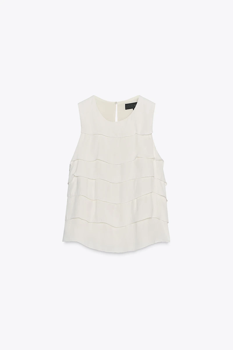 RUFFLED SATIN EFFECT TOP