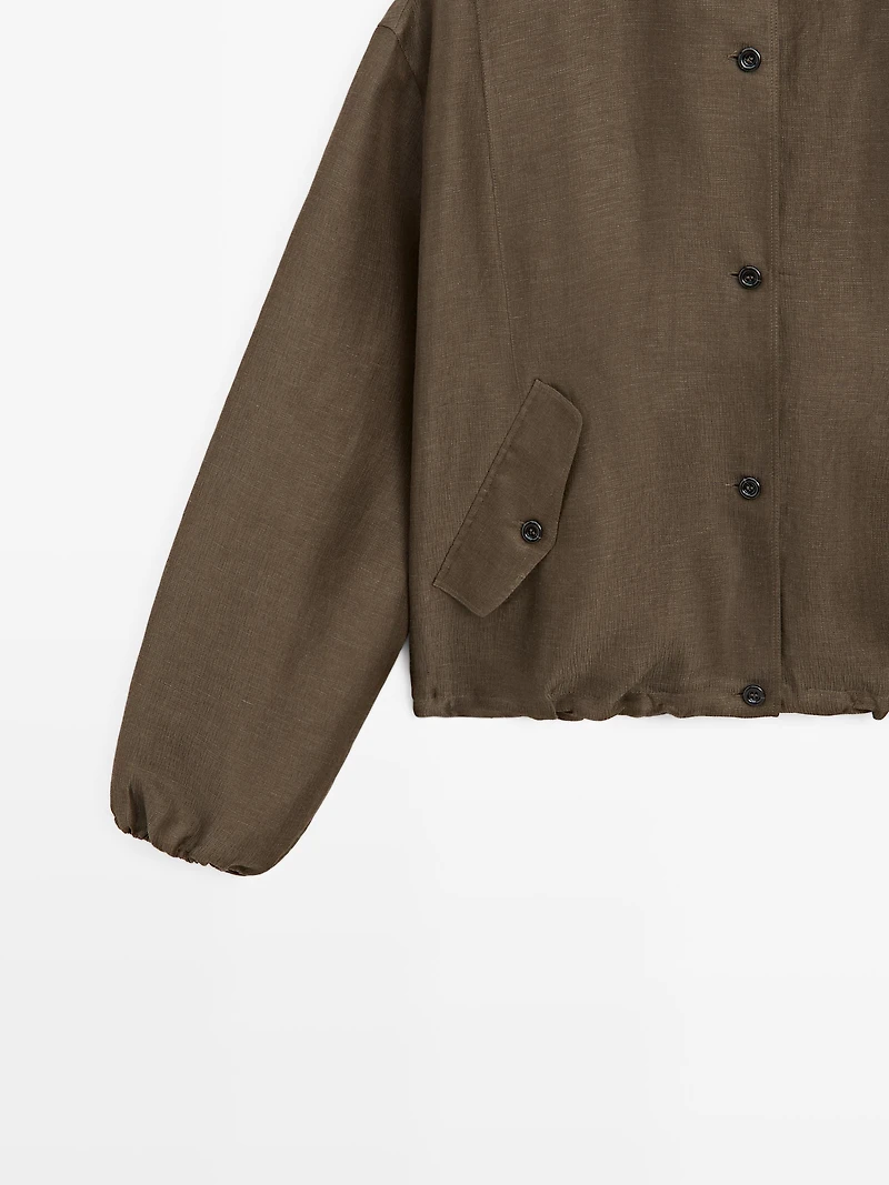 Veste bomber en lin et soie