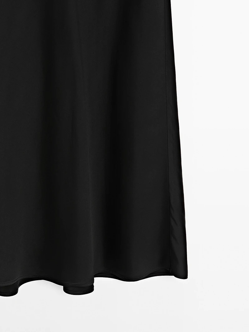 Flowing satin midi skirt