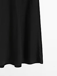 Flowing satin midi skirt