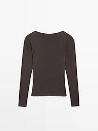 Lyocell and wool top with surplice neckline