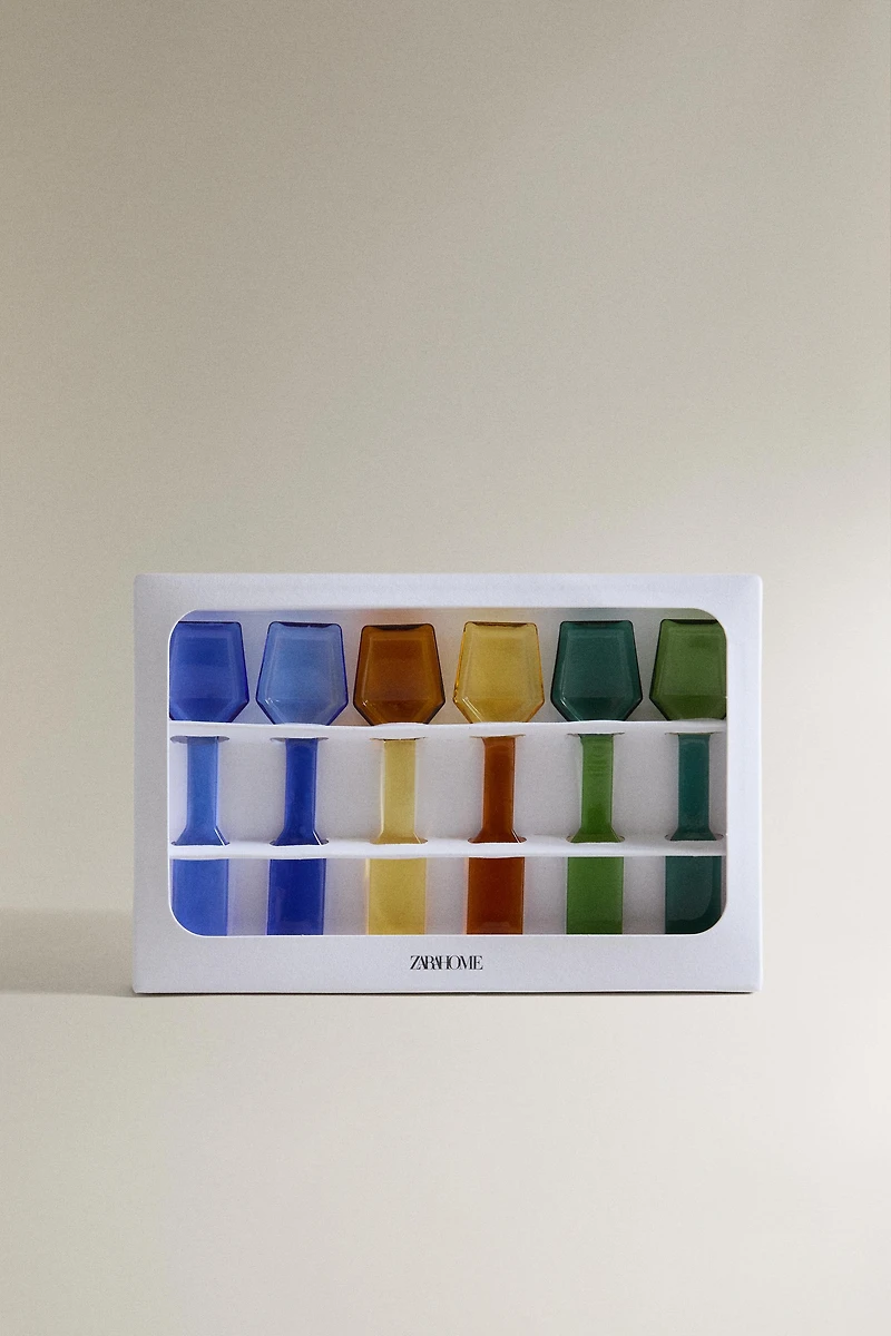 MULTICOLOURED BOROSILICATE GLASS ICE CREAM SPOON PACK (PACK OF 6)