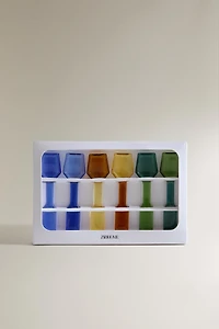 MULTICOLOURED BOROSILICATE GLASS ICE CREAM SPOON PACK (PACK OF 6)
