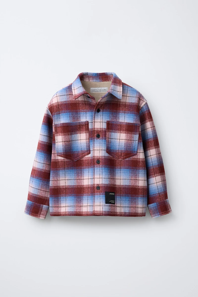 PLAID FLEECE LINED OVERSHIRT