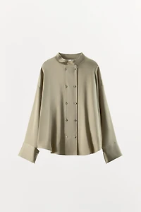 DOUBLE-BREASTED SATIN EFFECT SHIRT