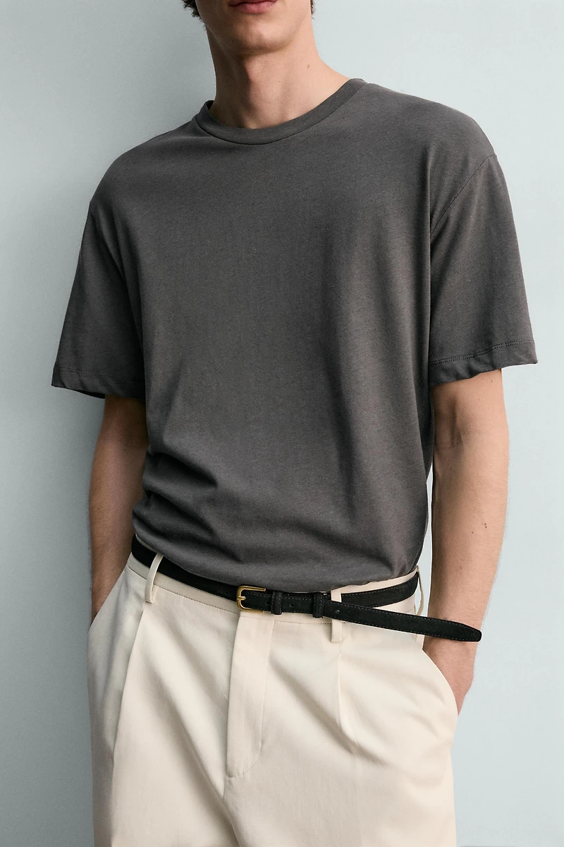 RELAXED FIT COTTON - LINEN T-SHIRT