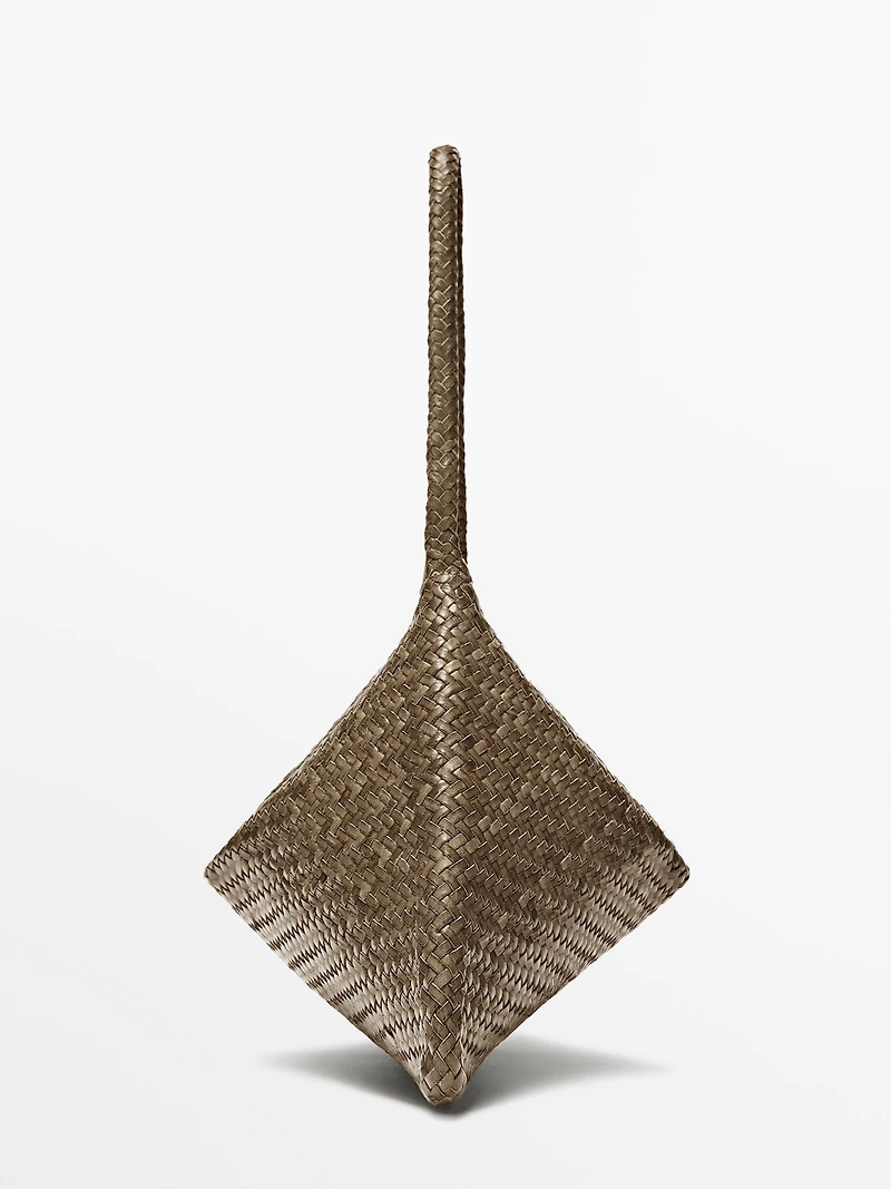 Mid-sized braided leather shoulder bag