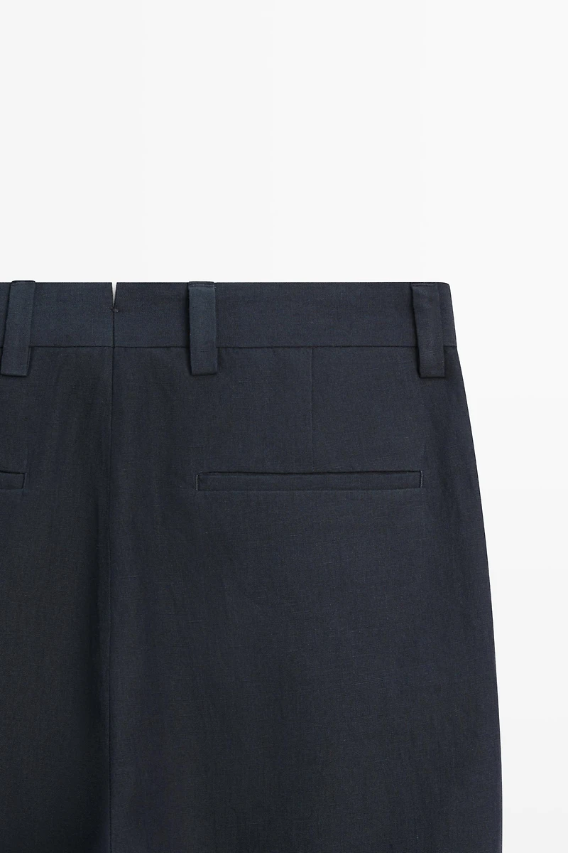 Darted 100% linen trousers