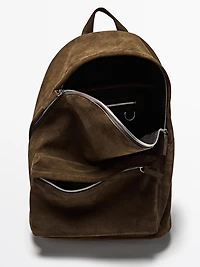 Suede leather backpack with zip