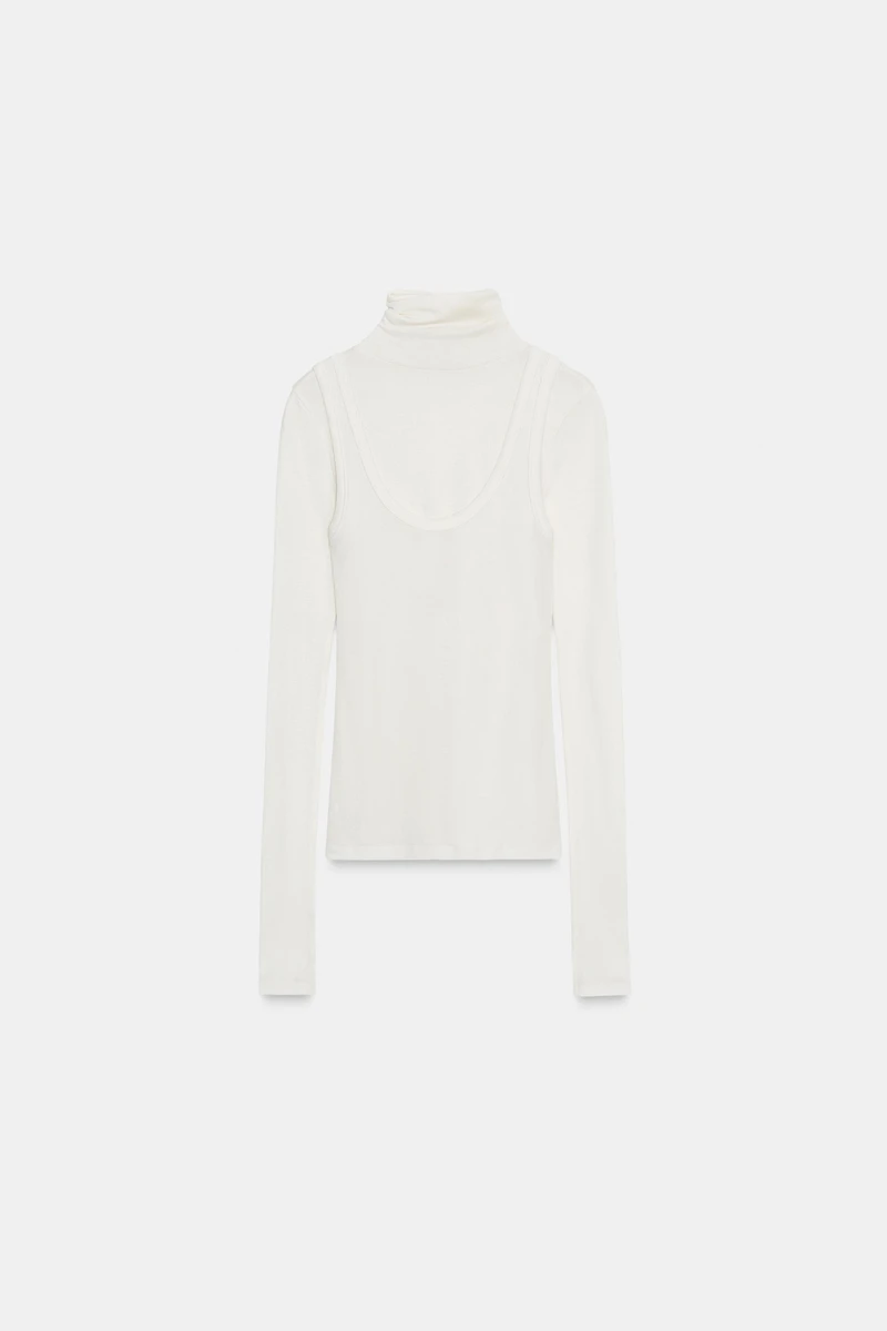 TURTLENECK OVERLAY SHIRT