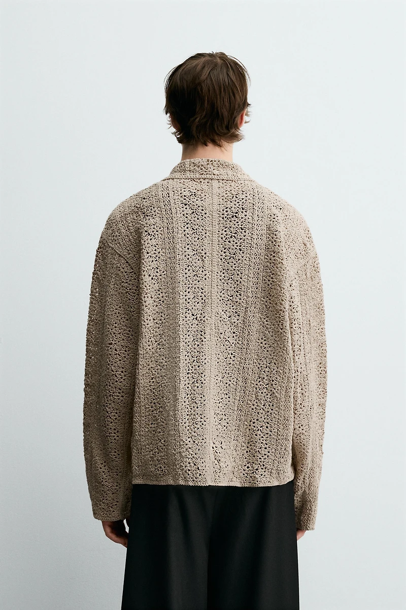 CROCHET TEXTURED OVERSHIRT