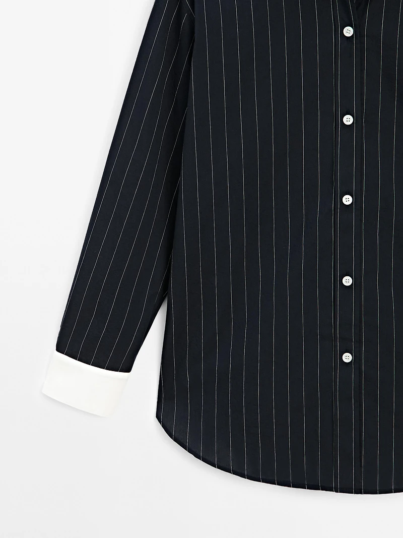 Striped shirt with contrast detail
