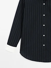 Striped shirt with contrast detail