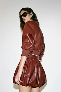 FAUX LEATHER BALLOON MINI SKIRT