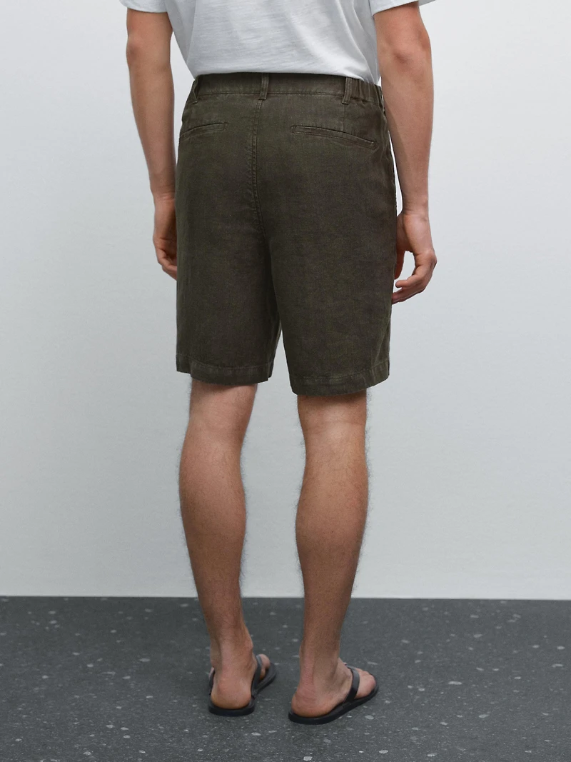 100% linen Bermuda shorts