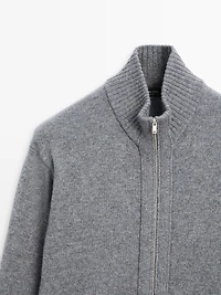 Wool blend cardigan with zip detail