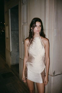FRINGED HALTER TOP